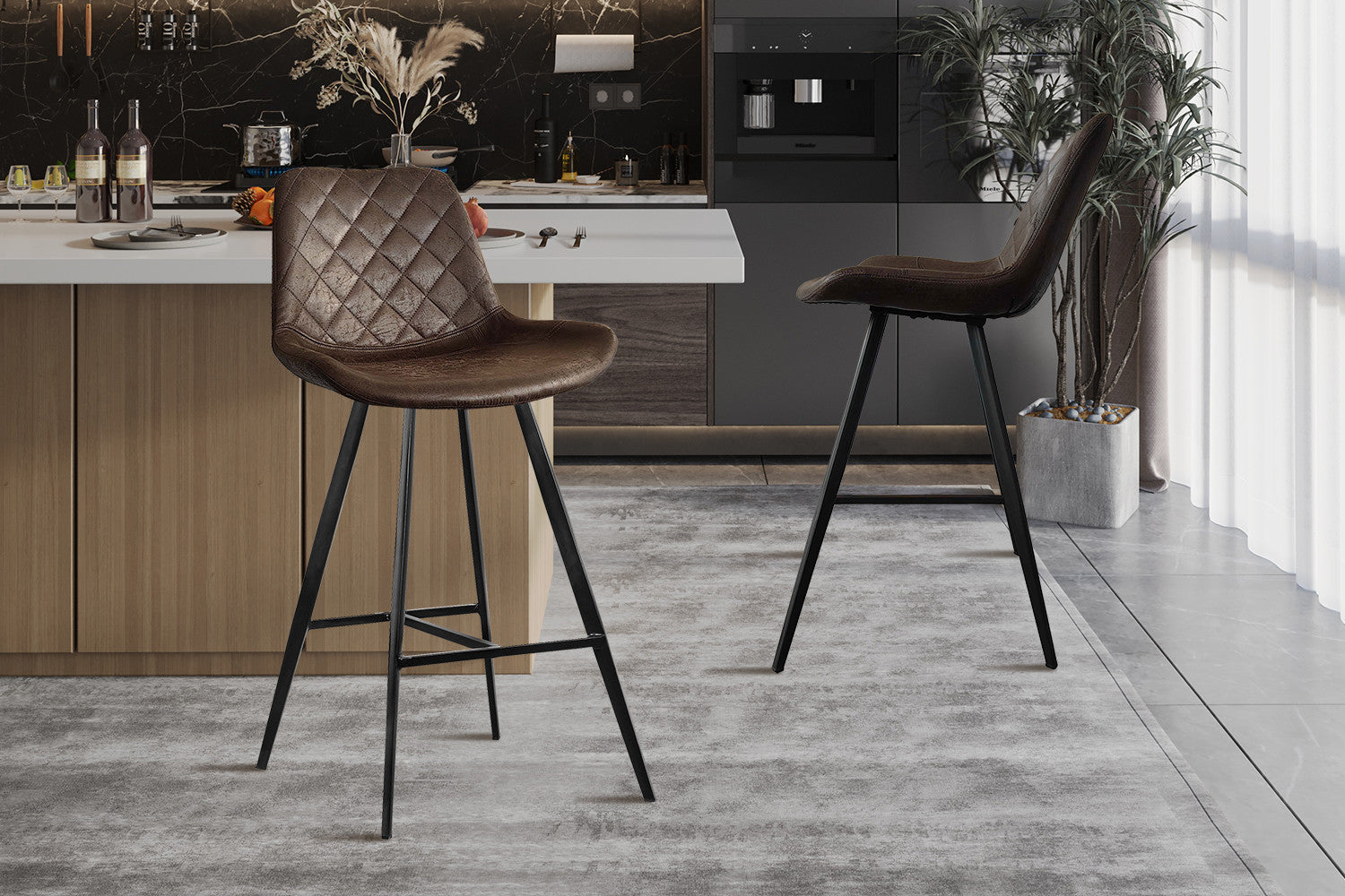 Barstoel 'Palmas' PU Ote Topper 05 Donkerbruin