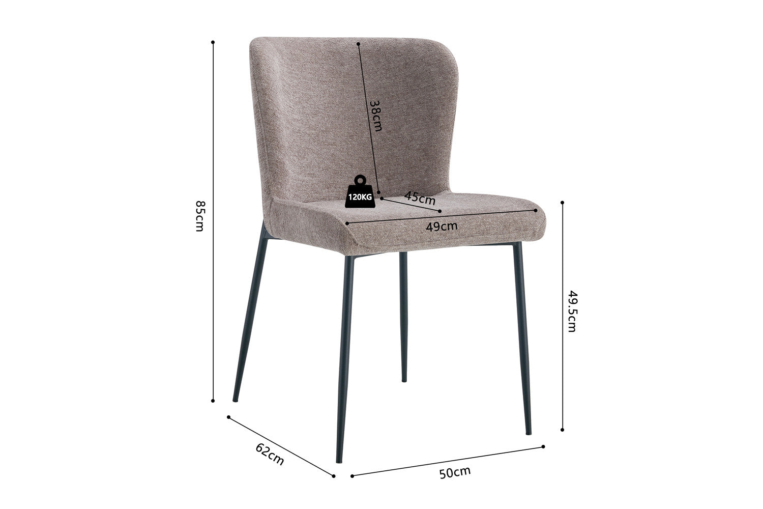 Stoel 'Lisa' Stof Fabb Raven 30 Zand