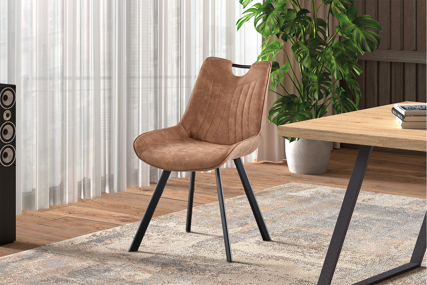 Stoel 'Pablo' Micro fiber PU Donkerbruin