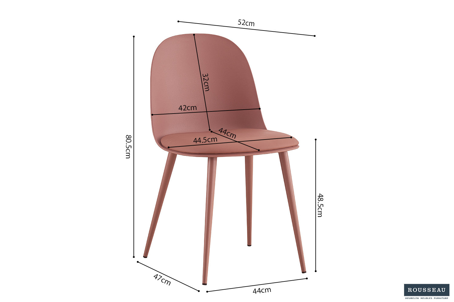 Stoel 'Jasmin' Zitting PP kussen PU Terracotta