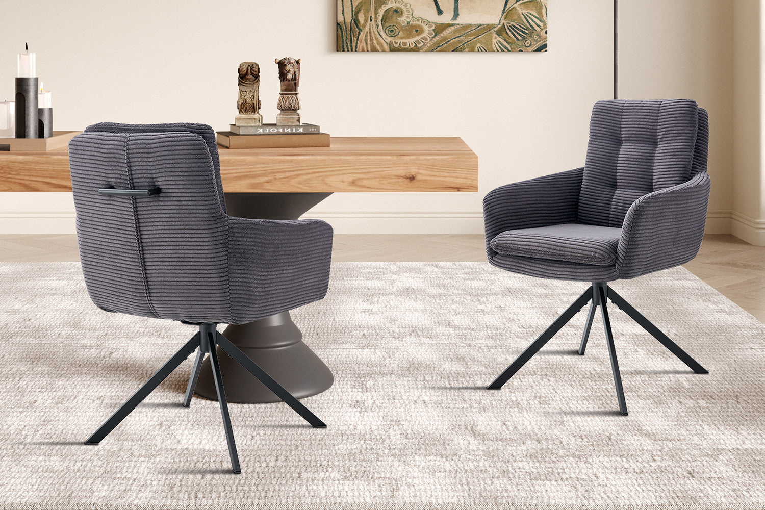 Stoel 'Luna' Draaibaar tot 0 Corduroy Fabb Hyper 16 Grijs