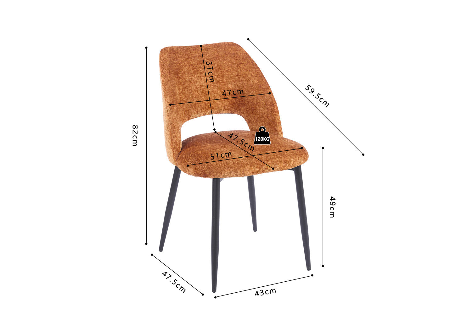 - Stoel 'Arlo' Stof Perfect Harmony 56 Goud
