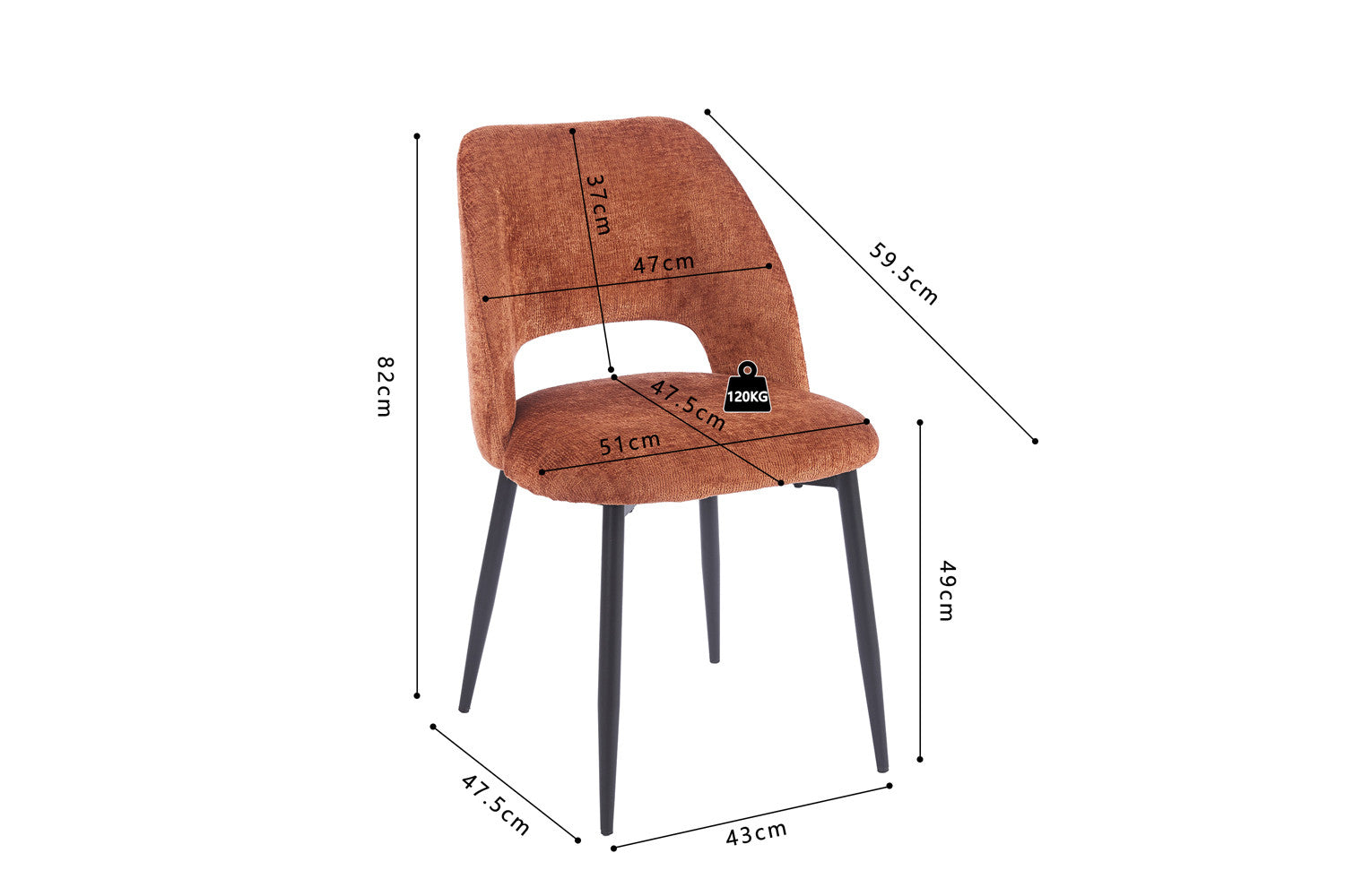 Stoel 'Arlo' Stof Perfect Harmony 52 Roest