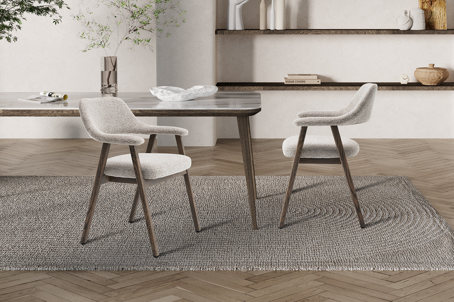 Stoel 'Coralie' Gerookte Massieve Eik Stof Ote Milan 130 Zand