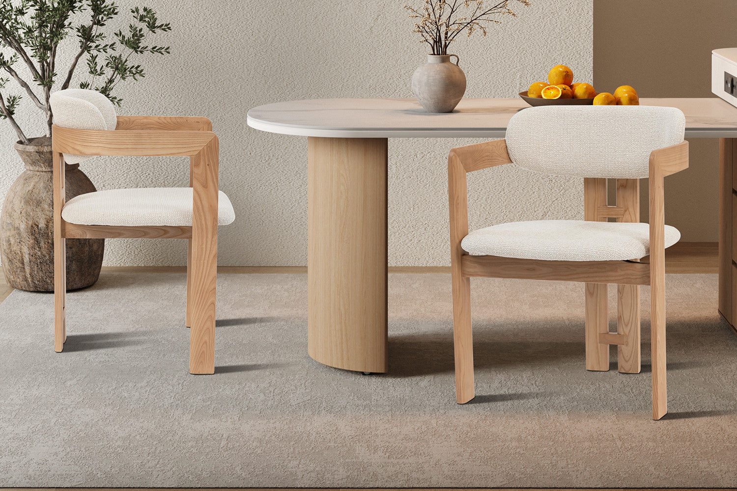Stoel 'Camille' Essenhout Naturel Ote Milan 103 Beige