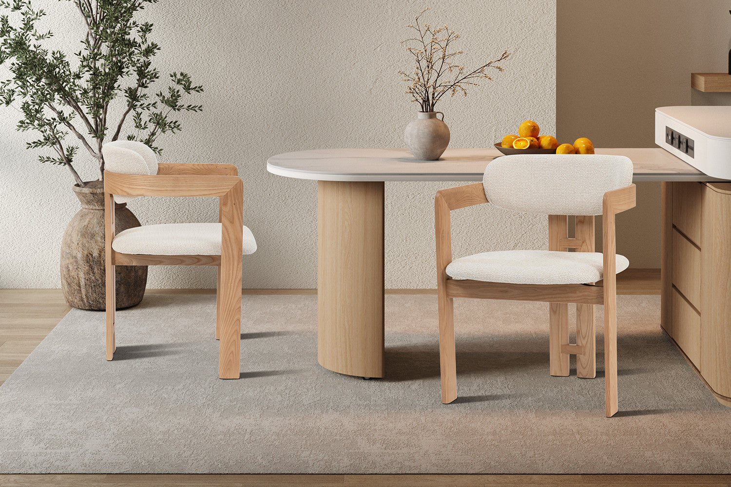 Stoel 'Camille' Essenhout Naturel Ote Milan 103 Beige