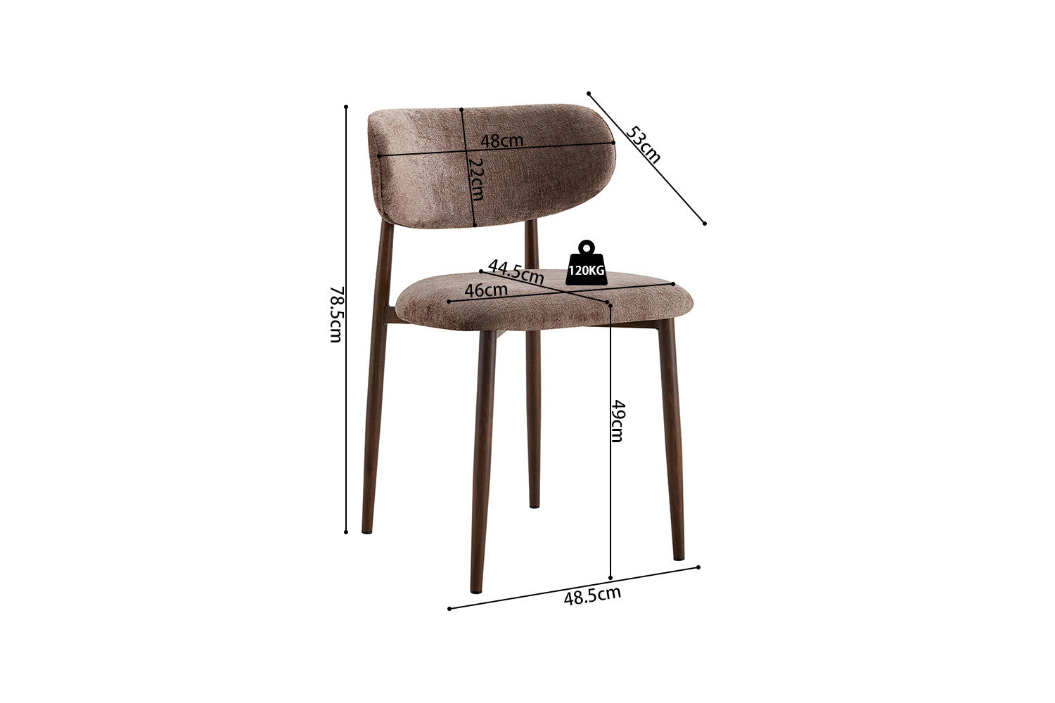 NEW - Stoel 'Nono' Walnoot - Stof Lech Milky-85 Zand