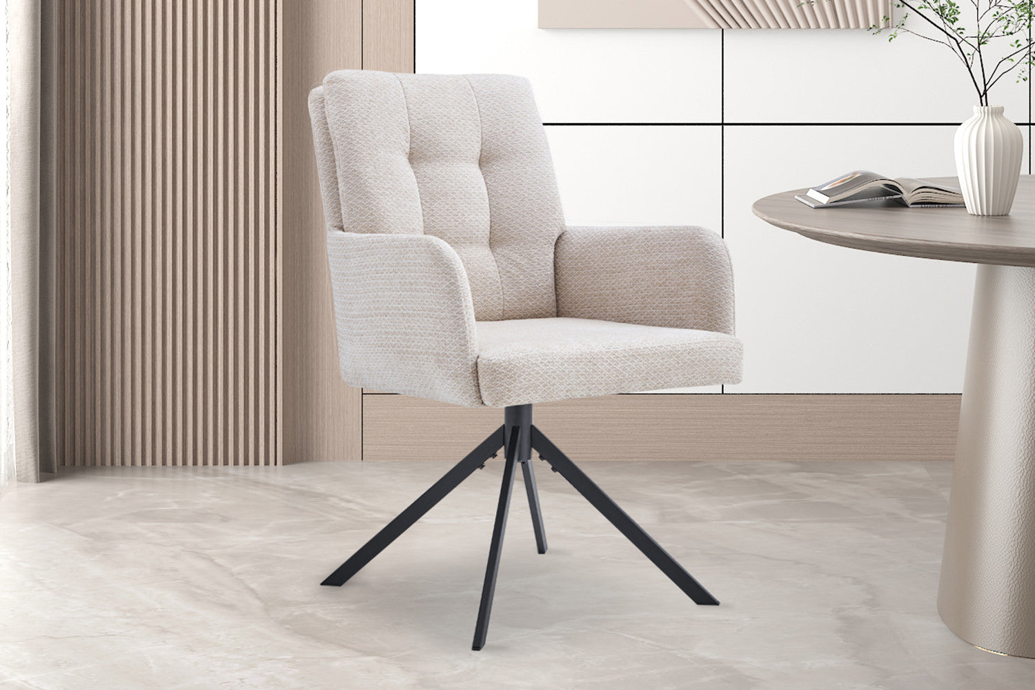 Stoel 'Granada' Draaibaar tot 0 Stof Davis Bliss 75-03 Beige