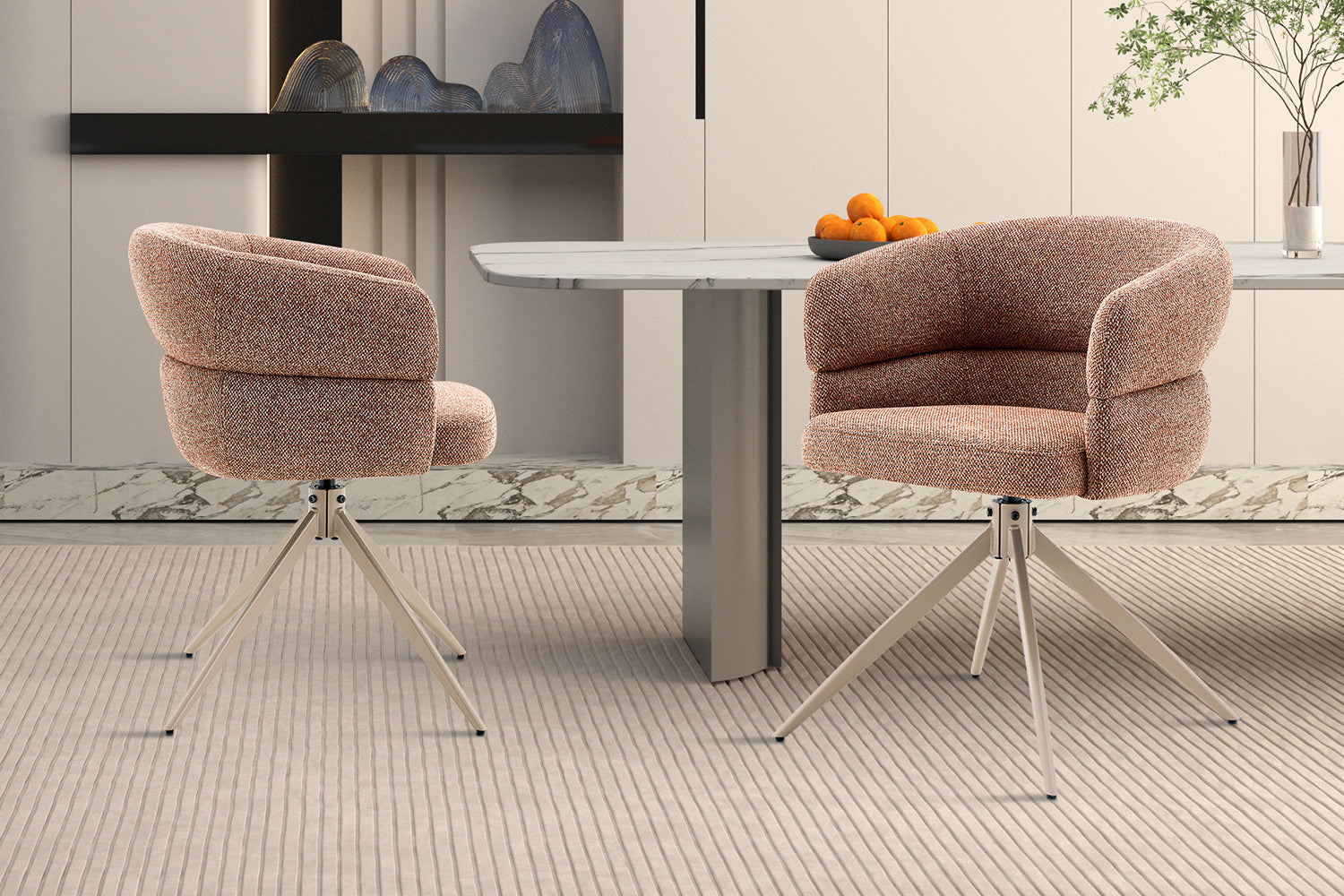 Stoel 'Leonie' Draaibaar tot 0 - WZ coffee-3 Roest - Poot Beige