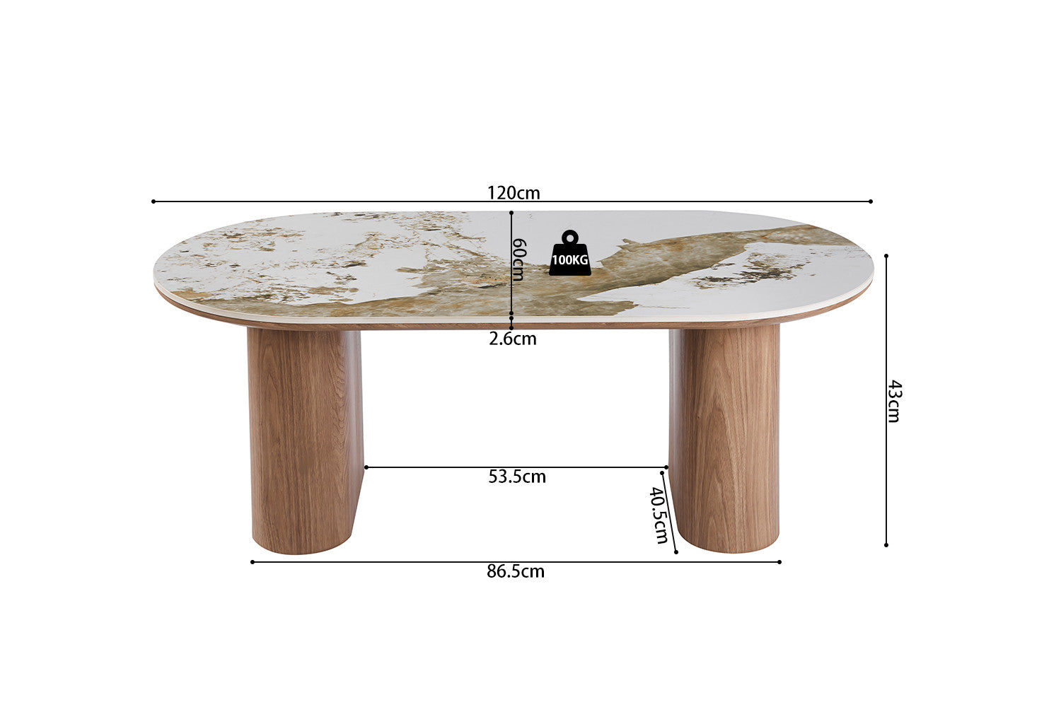 Salontafel 'Evora' Glanzend Steen Pandora