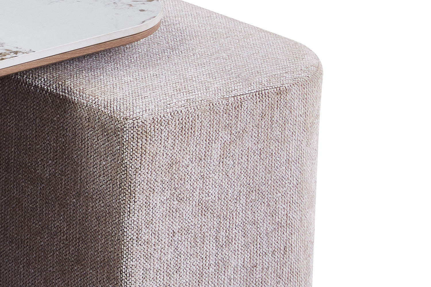Salontafel 'Evora' met 4 poefs stof Glanzend Steen Pandora