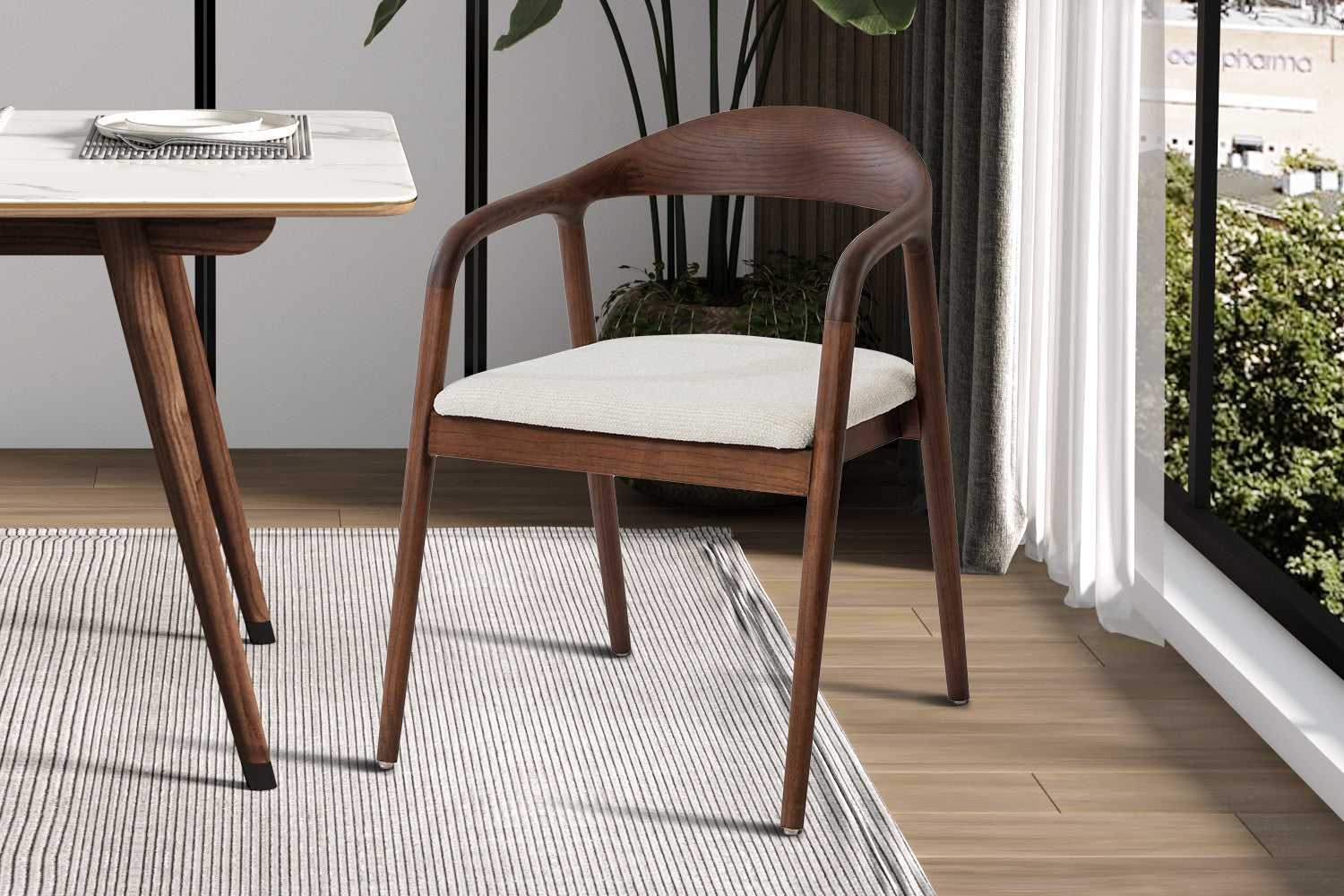 Stoel 'Claire' Essenhout Walnoot Ote Milan 103 Beige - Beschikbaar per 31/10/2026