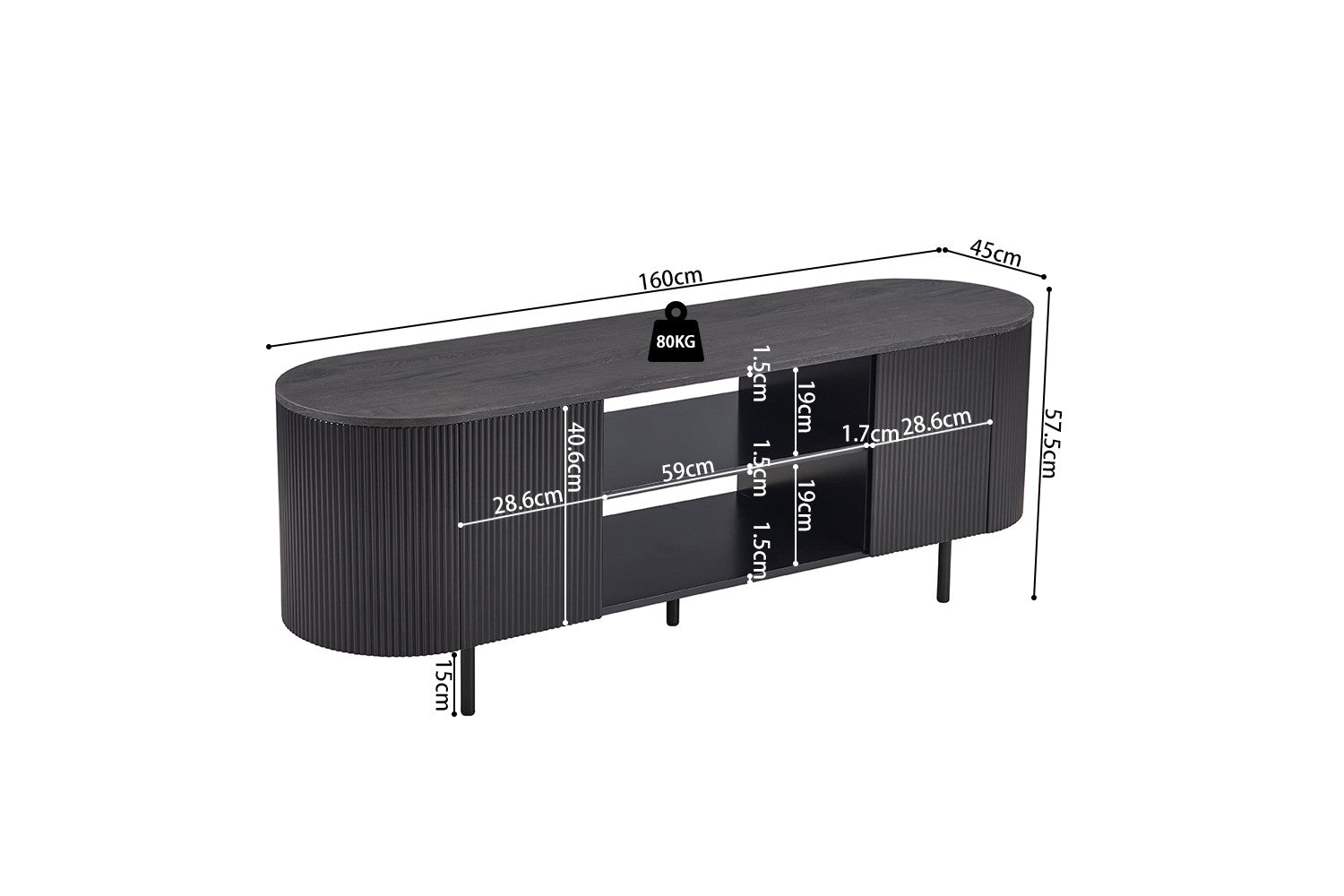 TV meubel 'Lagos' 160 cm Decor Donkerbruin